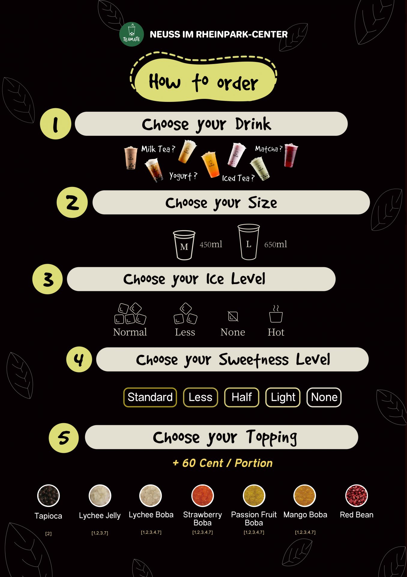 Menu of the Neuss shop (2/3)