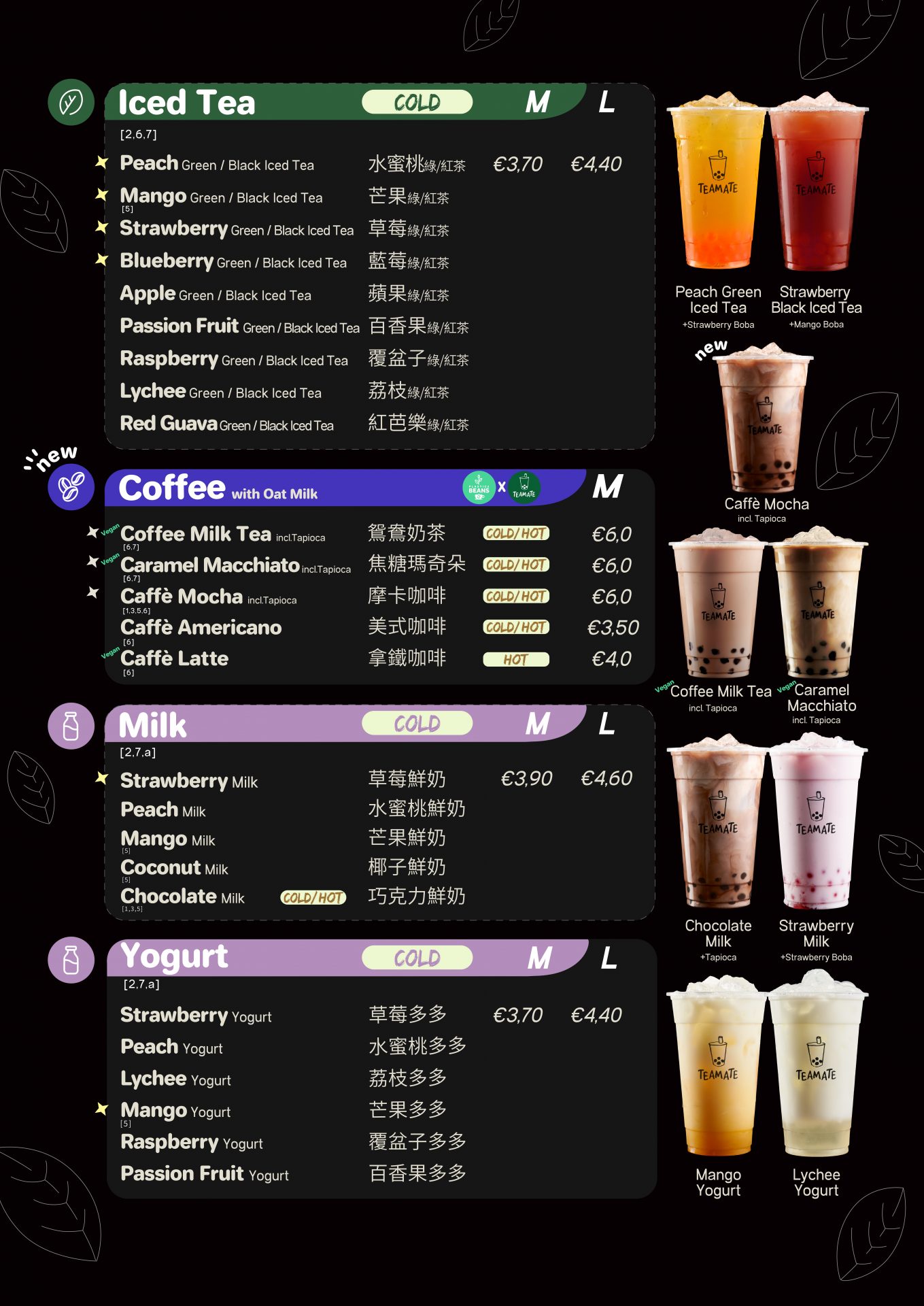 Menu of the Neuss shop (3/3)